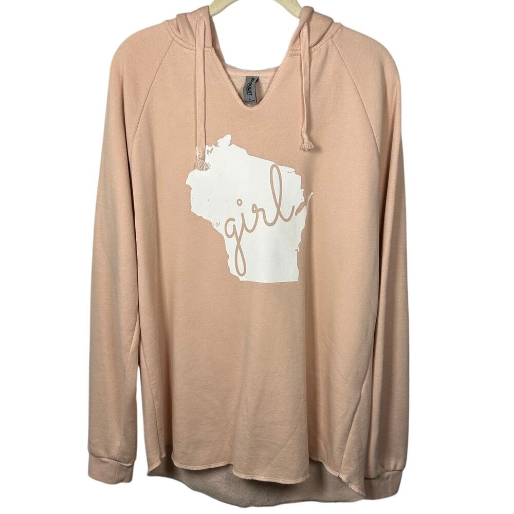 Independent Trading Company Pink Wisconsin Girl Graphic Hoodie Women's Large